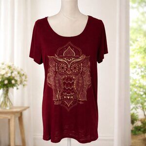 Maurices Burgundy Owl Graphic Tee Size 1 NWT
